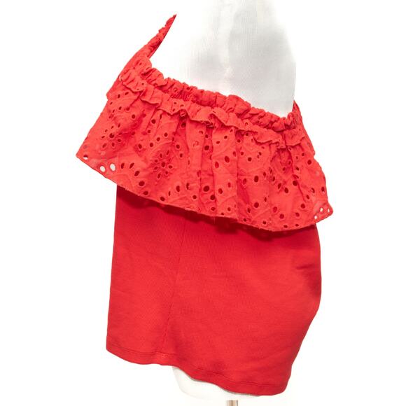 Tru Luxe Jeans Red One Shoulder Summer Top Size XL - Picture 2 of 8